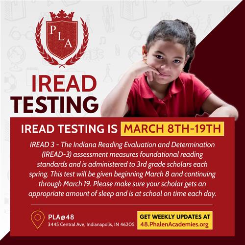    PLA@48 IREAD Testing March 8th 